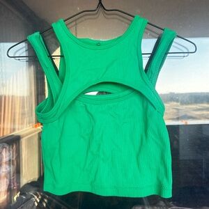 Garage Sterling Seamless Green Cutout Tank Top
